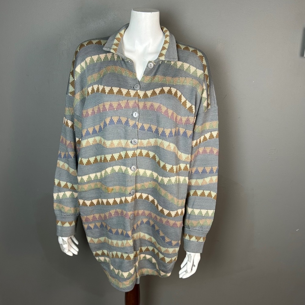 Peruvian Connection Sweater Cardigan Large Pima Cotton Oversized Southwestern